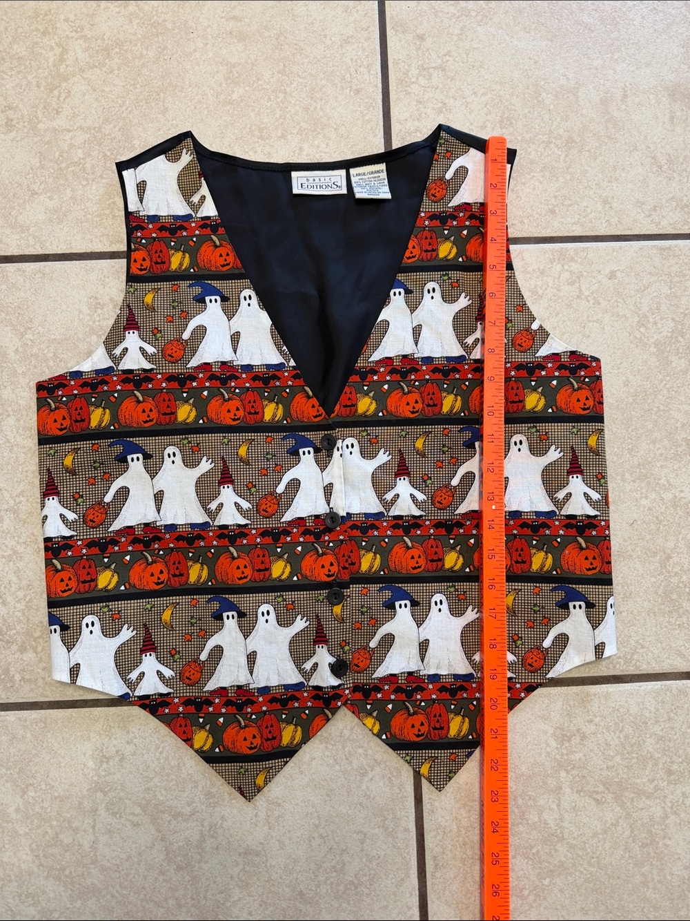 Vintage Halloween Ghost Pumpkin Novelty Vest Basic Editions Large - Picture 5 of 6